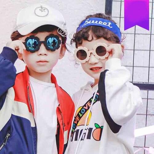 2021 Flowers Shape Frames Child Sunglasses Fashion Boys Girls UV Sun Glasses Round AC Gradient Lens Eyewear Dropshipping AG07