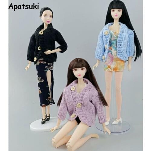 5pcs/lot Fashion Knit Woven Coat Winter Sweater For Barbie Doll Clothes Outfits Tops 1/6 BJD Dollhouse Accessories Kid DIY Toys