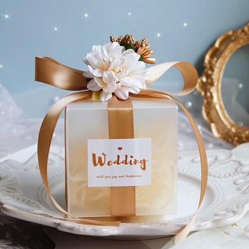 50Pcs Plastic Gift Box Gift Box Wedding Candy Bags Flower Pink Baby Shower Favor Chocolate Packaging Wholesale Party Supplies