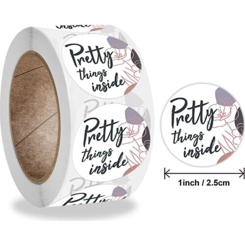 500pcs/roll Pretty Things Inside Stickers Round Paper Thank you stickers for Small Business Packaging Seal Label Stickers