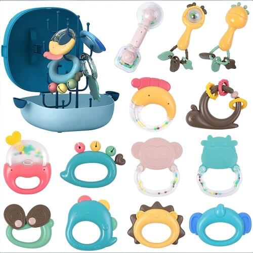 6/9/13Pcs With Sound Non-toxic BPA Free Material Food Grade Baby Silicone Teether Newborn Chewable Nursing Mittens Natural