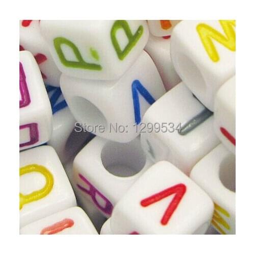 500Pcs/lot 10mm Random Mixed Cube Acrylic Colorful Letters Beads Alphabet Charms Spacer Beads For Jewelry Making Craft DIY Beads