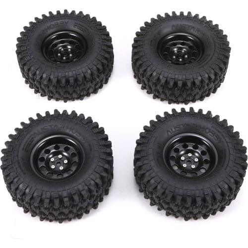 AUSTAR 7021+2016BK 4PCS RC Tires 125*50mm Aluminum Alloy Wheel Rim Rubber Tire for RC Car trx6 KM2 AXI03004 AXI03005