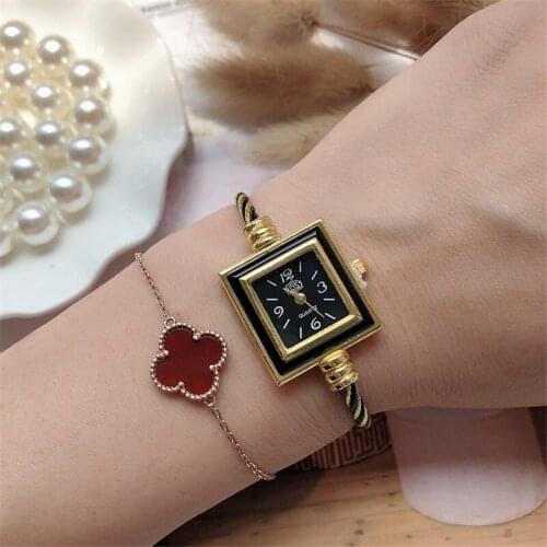 Cussi Luxury Gold Womens Bracelet Watches Fashion Ladies Dress Watch Steel Square Quartz Wristwatches relogio feminino Clock