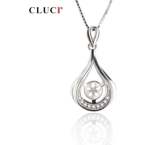 CLUCI 925 Sterling Silver Small Oval Pendant for Women Valentine Gift Real Silver 925 Zircon Charms Pendant Jewelry SP300SB