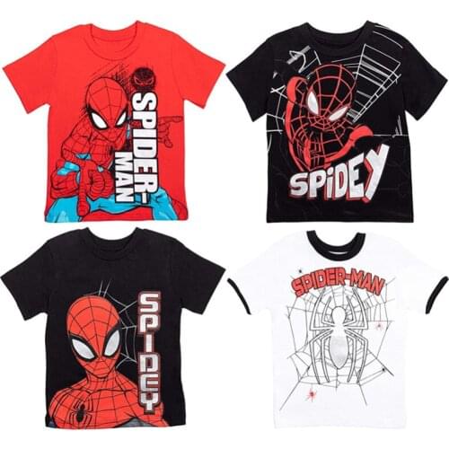 4 Pcs/set Summer New Tees Fashion Boys Girls Clothing 3D Printed Spider Cartoon Men T-shirt O-neck Short Sleeve Streetwear Tops