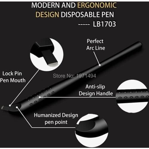 Hot Sale 50 pcs/lot eyebrow disposable pen with 9/12/14/18U needle microblading Blade Manual Microblade tattoo Tool in Expiry