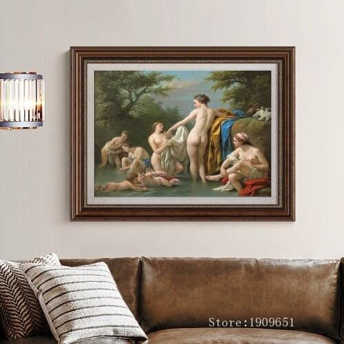 Classical religious figures nude angels take a shower canvas printings printed on cotton no frame wall art decoration picture