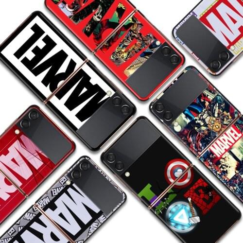 Marvel logo cool Shockproof Cover for Samsung Galaxy Z Flip Flip3 5G Black Phone Case Shell Hard Fundas Coque Capa