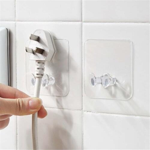 Adhesive Plug Hooks Rack Wall Hanger Space Saver Heavy Load Transparent Strong Self Strong Kitchen Bathroom Towel