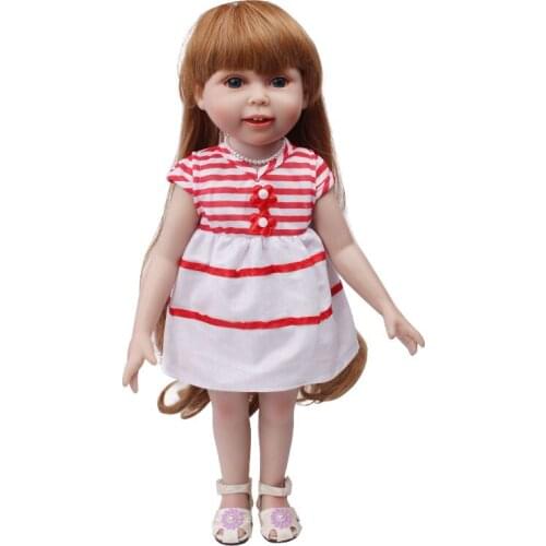 Dolls clothes American red stripe dress toy accessories fit 18 inch Girl and 43 cm baby c588
