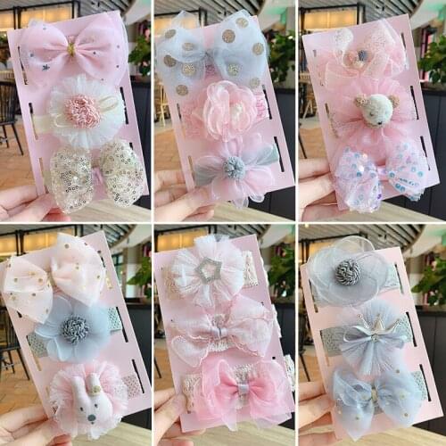 Baby Girl Hair Ribbon Lace Headdress Flower Hair Accessories Girl Ganchos Para Cabello Elastic Band for Baby Hair Wigs Headband