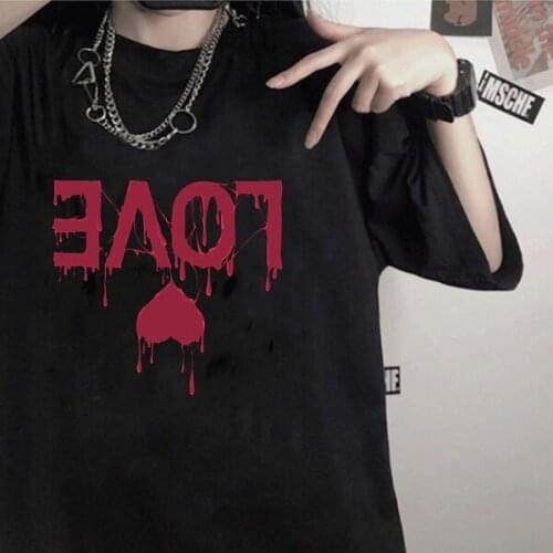 Summer unisex gothic t shirt Women the Same Fashion Printed T-shirt Casual Loose Half-sleeved Cotton All-match Short-sleeved tee