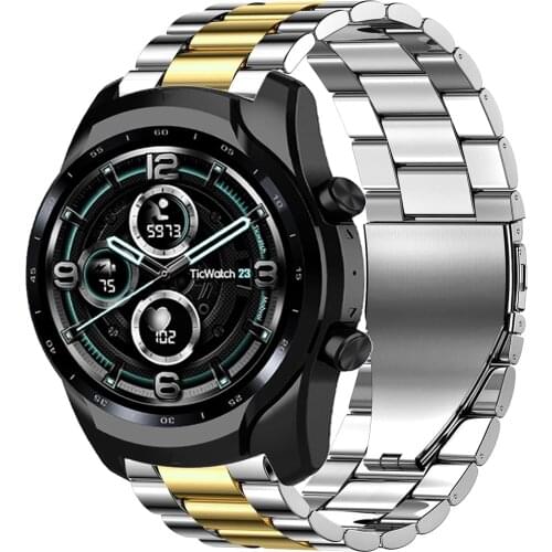 20mm/2mm metal band for Ticwatch Pro 3 GPS/LTE 2020 GTX E2 S2 wrist belt stainless steel strap for Ticwatch 2/E/C2/GTH band