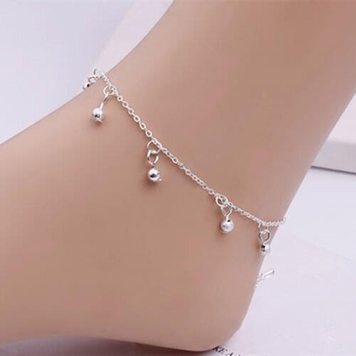 Fashion hot Frosted Ball Female Anklets Chain Barefoot Sandals Foot Jewelry Silver Plated Foot Ankle Bracelets For Women Gifts