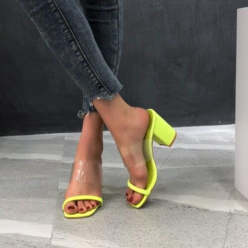 2021 New Women High Heels Cheap Female Slippers Candy Color Women Sandals Outdoor Summer Slipper