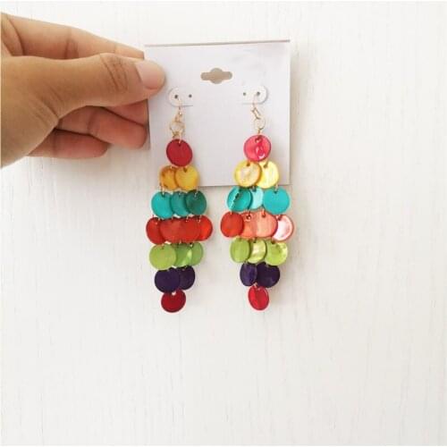 New Boho Colorful Shell Long Earring Statement Big Drop Earrings for womenHigh-quality fashion earrings Jewelry Accessories
