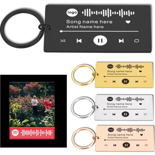 Personalized Keychain Music Spotify Scan Code Keychain for Women Men Keyring Custom Laser Engraving Music Rings Jewelry