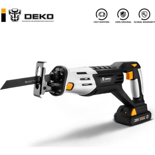 DEKO 20V Cordless Reciprocating Saw Adjustable Speed with Battery and 4 Pieces Blades Power Tools