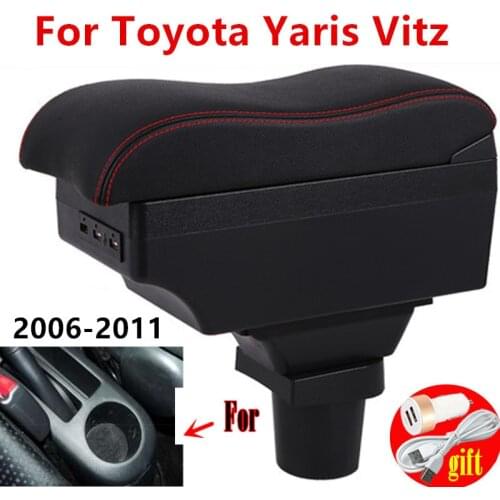 Armrest Arm Rest For Toyota Yaris Vitz Hatchback 2006-2011 Centre Console Storage Box 2007 2008 2009 2010 with USB LED