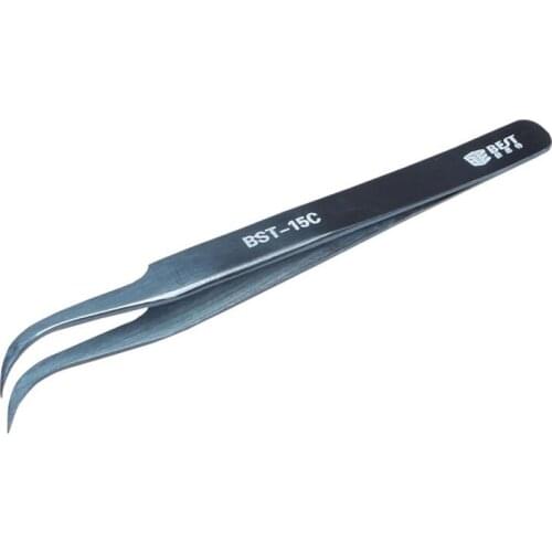 High Precision Industrial Tweezers Anti-magnetic Anti-acid Non-corrosive Stainless Steel Elbow Tweezer Professional Tools 15C