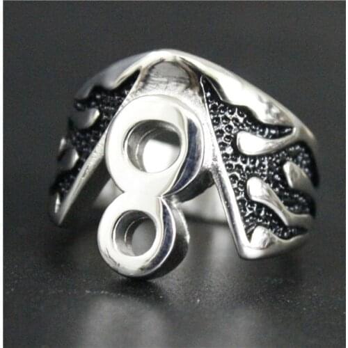 Drop Ship Size 7~13 Fashion Flaming Number 8 Ring Fashion Polishing 316L Stainless Steel Jewelry Lucky Biker Ring