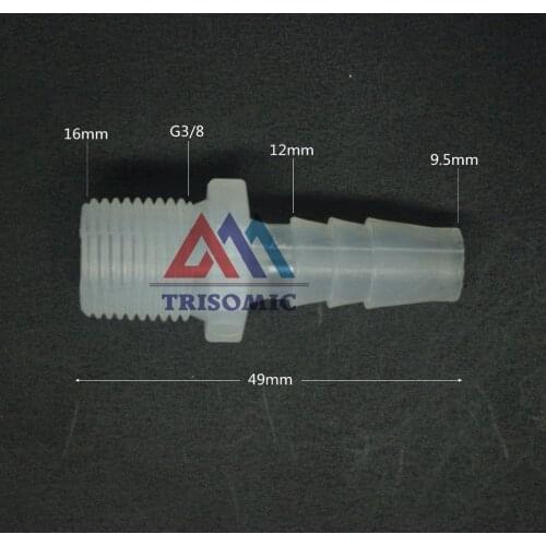 9.5mm-G3/8 Straight Connector Plastic pipe Fitting Barbed Connector with thread Material PP Fish Tank Airline Aquarium