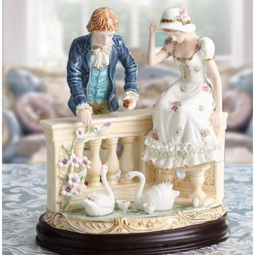 Luxury ceramic Home High-grade decoration European character couple swan place ceramic living room room luxury wedding gift
