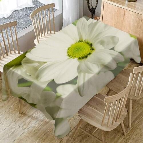 Blooming Flowers Printed Tablecloth Color Variety Flowers Waterproof Oilproof Rectangular Table Cloth for Banquet Dining Wedding