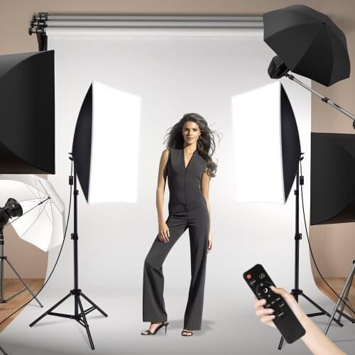 Softbox 2pcs Continuous Lighting Kit with Remote Control 105W LED Light 50x70cm Studio Set for Photography Video Photo Shooting