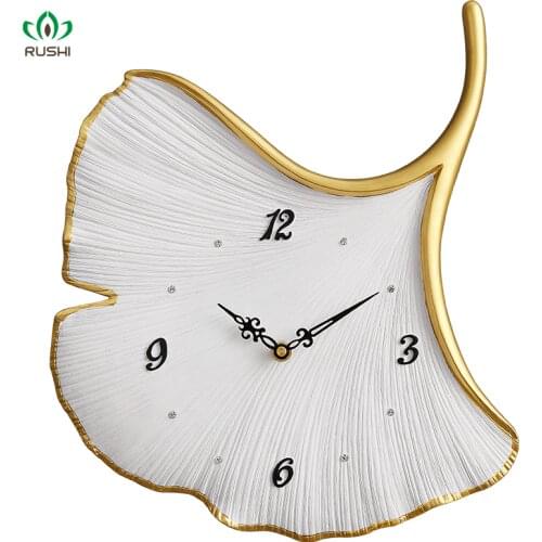 Modern Large Wall Clock 3d Gold Decoration Living Room Creative Leaf Luxury Clocks Wall Home Decor Horloge Murale Gift