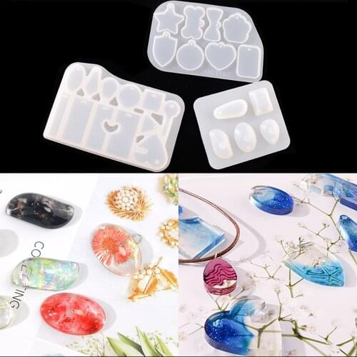 TC196 DIY 3PCS Pendant Molds Set Keychain Earrring Epoxy Resin Silicone Mould For Jewelry Making Kit Handmade Moule Resine