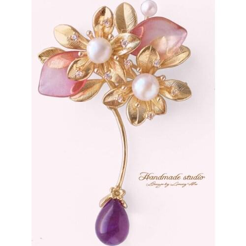 CCijiNG Freshwater Pearls Flower Brooches For Women Jewelry Lady Sweater Suit Christmas Gift Handmade Jewelry XZ0007