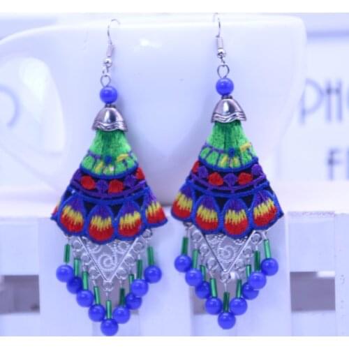 Womens earrings korean style retro Earrings cheongsam personalized Earrings S925 silve hook Zircon Stone Statement Earrings