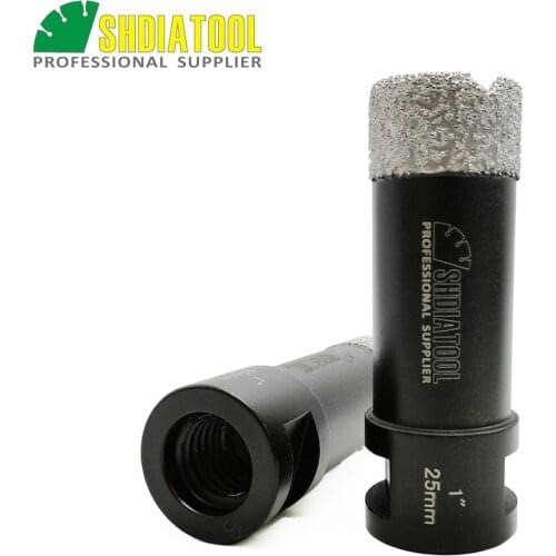 SHDIATOOL 1" Vacuum brazed diamond Dry drilling bits Diameter 25mm with 5/8-11 thread for porcelain tile granite marble hole saw