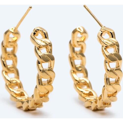 10pcs Chunky Gold Hoops, Chain Hoops, Thick Hoop Earrings, Hoop Earrings (GB-1971)