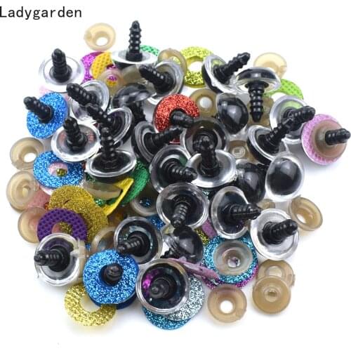 100PCS Stuffed Toys Glitter Safety Eyes Nonwovens Washer Clear Doll Eyes for Toys Doll Making Eyes Animal 18/20/22/24/28/30MM
