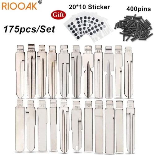 175pcs/set Car key Blank Blade For KD VVDI JMD Remote For Renault Opel with 200pcs Car Key Logo and 400pcs Pins (35 Type Set)