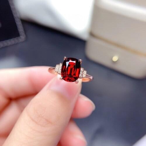 2021 new style natural garnet ring for women silver jewelry oval natural gem real 925 silver girl birthday gift birthstone