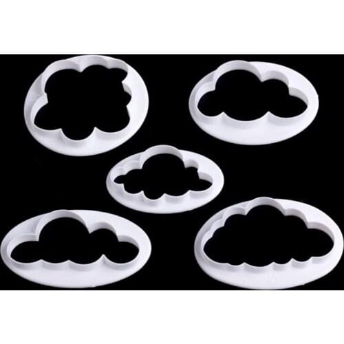 5Pcs 3D Cloud Plastic Fondant Cutter Cake Mold Cake Molds Decorating Tools Fondant Cookie Cutter Set Home DIY Mold Tools