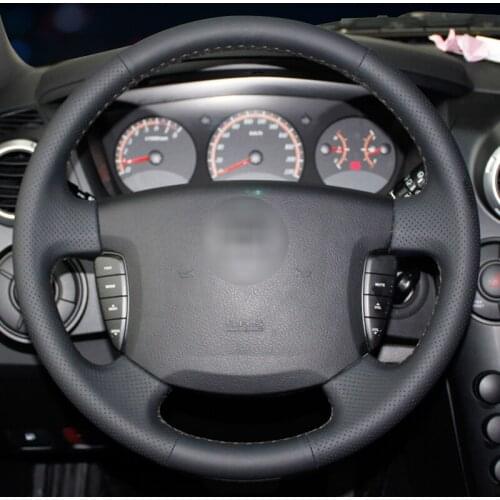 Handsewing Black Artificial Leather Steering Wheel Covers for Ssangyong Actyon Kyron