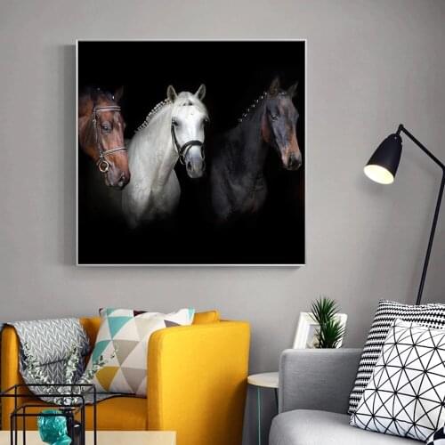 Black And White Horses Posters And Prints Modern Animals Canvas Paintings On The Wall Art Canvas Pictures For Living Room Decor