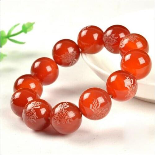 Pure natural string strings for women evil spirits mens transs hipment red agate Buddhist words bracele