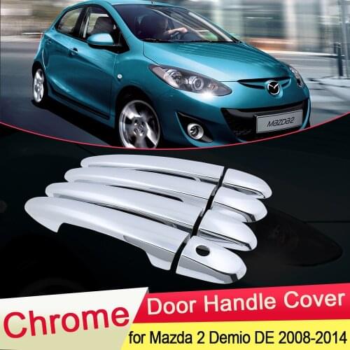 For Mazda 2 Demio 2008 2009 2010 2011 2012 2013 2014 Luxurious Chrome Door Handle Cover Trim Catch Cap Car Stickers Accessories