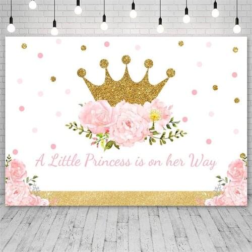 Avezano Photography Background Birthday Party Striped Golden Glitter Crown Flower Decor Customize Banners Backdrops Photo Studio