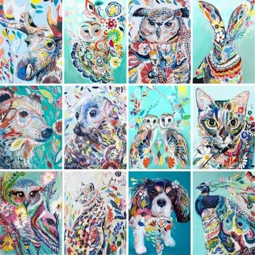 GATYZTORY 60x75cm Frame DIY Painting By Numbers acrylic Colorful Animals Diy Paint By Numbers Wall Art Picture Handpainted Gift