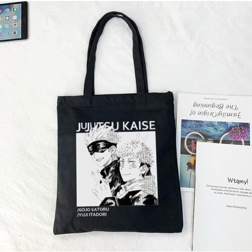 Japanese anime Jujutsu Kaisen canvas bag large capacity Women bag punk ins new Ulzzang shoulder bag casual Harajuku shopper bag