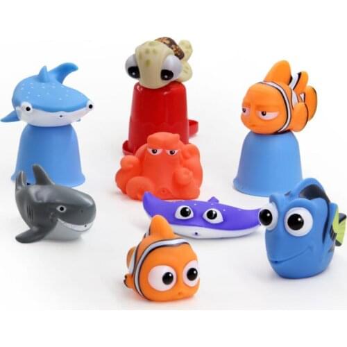 Baby Bath Shower Toys Finding Nemo Dory Float Spray Water Squeeze Toys Rubber Bathroom Play Animals Shark Bath Toy for Children