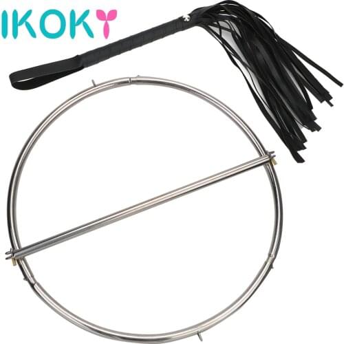 IKOKY Hip Lock Training Female Slave Stainless Steel with whip and Lock SM Product Round Shape Adult Game Knee Lock