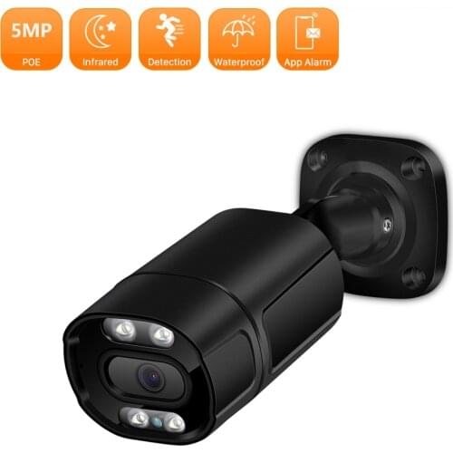 H.265 5MP POE Camera P2P Color Night Vision AI Detection IP Camera 3MP 2MP Outdoor Metal Built-in Mic CCTV Camera Surveillance